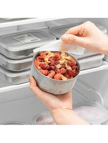 Wadah Penyimpanan Makanan Kedap Udara dari Baja Antikarat dengan Tutup, Kotak Bekal, Mangkuk Pengawet Makanan untuk Kulkas - MultiWarna - View 4