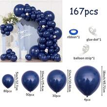 海军蓝气球套装 - 18/12/10/5 英寸深蓝色乳胶气球拱门花环，不同尺寸组合装，适用于生日、毕业典礼、性别揭晓派对、父亲节、独立日、棒球派对、退休派对、派对装饰用品 - 海軍藍 - 查看 18