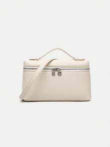 1 szt. kwadratowa torba na ramię damska solidna torebka z wzorem liczi z PU, odpowiednia dla kobiet, do codziennego noszenia i na wyjścia