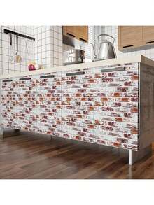 A Roll Of Wallpaper, Self-Adhesive Wallpaper With Red Bricks Of Palace Walls, Easy To Install And Remove, Durable, Suitable For Bedroom And Living Room Feature Walls, As Well As Renovation Of Cabinets And Table Cabinets, With Modern Aesthetics.