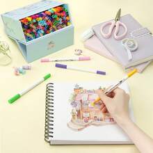 Ohuhu Markers For Adult Coloring Books No Bleeding 120 Colors Coloring Markers Water-Based Dual Tips Fineliner & Brush Drawing Pens Art Pens For Adults Sketch Journal - Maui - White - 120 色 - 查看 6