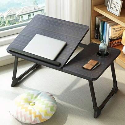 Desk For Bed, Adjustable Laptops Stand With 5 Adjustable Angles, Portable Lap Tray Table With Cup Holder, Laptop Be...