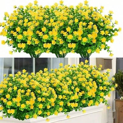 8 Bundles Of UV-Resistant Artificial Flowers Made Of Faux Euonymus, Indoor/Outdoor Hanging Plants For Gardens, Porches, Windowsills, Home Weddings, And Farmhouse Decor (Mixed Colors)