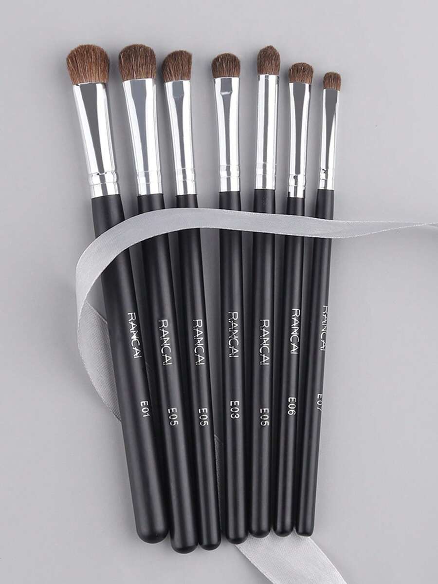 眼部化妆刷套装，高级7支眼影刷，专业眼影刷，适用于眼影、唇部、斜角、眼线，柔软毛质，木质手柄。 - 彩色 - 查看 1