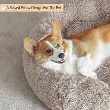 Calming Dog Beds For Large Dogs AntiAnxiety Donut Large Pet Bed With Fluffy Faux Fur Plush Comfort Warming Cozy Soft Round Design Ideal For Large Dogs And Cats Perfect Cuddler Cushion Bed For Anxiety Relief And Relaxation In Home Or Travel - 36長x36寬x10厚 - 查看 4