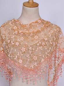 Bộ 1 khăn choàng cổ và khăn trùm đầu ren hoa mới năm 2026, nhẹ và thoáng khí, phù hợp cho đám cưới, tiệc tùng, buổi tối và đi biển. - màu đặc - Xem 26