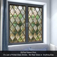 2D Flat Surface, 1 Piece Of Window Sticker, 2D Flat Surface Retro Diamond-Shaped Pattern PVC Electrostatic Adsorption Window Film, Retro-Style Home Decoration Window Film Decals For Living Rooms And Studies, Privacy Protection + Retro Texture, Custom Sizes Available, Home Decoration, Retro Geometric Design, Artistic Window Decoration, Electrostatic Adsorption, Durable Material, Adhesive Film, 2D Flat Surface, Window Decoration Film - 17.72*39.37吋(45*100公分) - 查看 7