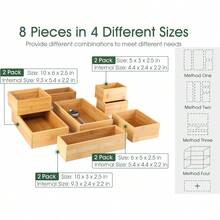TFKI 8 Pcs Bamboo Drawer Organizer Utensil Tray Kitchen Storage Box 4-Size Versatile Dividers Cutlery Holders Bins Containers For Flatware Kitchen Utensils - Natural - View 2
