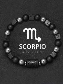 YAUKIA 十二生肖男女情侣友谊手链，火山石和赤铁矿珠子串成，绝佳的个性化礼物 - 彩色 - 查看 7