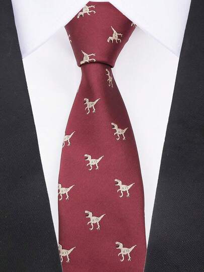 ZONFAZ 1条男士时尚百搭2.36英寸动物纹高密度涤纶领带