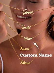 Personalized Name Necklace Gold, Nameplate Necklace, Custom Name Necklace With Any Chain, Dainty Name Necklace, Personalized Gifts For Women Mother's Day Gifts - Multicolor - View 2