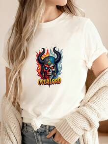 Overlord Shirt, Anime Shirt, Anime Graphic Tees, Gift For Him, Gift For Her, Ainz Shirt, Skeleton Knight Shirt, Necromancer Shirt - 白色 - 查看 2