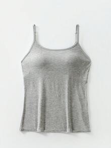 3Pcs Random Color Camisoles For Women With Built In Bra, Simple Elastic Breathable Tank Top, Basic Top Layering Tank Top Padded Bra Undershirt - 3 màu ngẫu nhiên - Xem 7