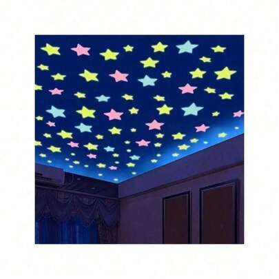 100 Glowing Star Wall Stickers, Fluorescent Ceiling Decorations With Small Pentagrams Shining In The Dark, Suitable For Home, Bedroom, And Room Decoration – Luminous Star Decal, Nightlight Wall Decor, Bedroom Ceiling & Nu