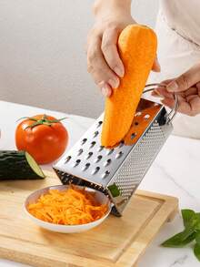 1 pieza Rallador de queso de acero inoxidable, rebanador de frutas y verduras, rallador multifuncional - Plateado - Ver 6