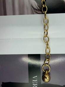 سلسلة معدنية للخصر للنساء، عصرية، أنيقة، متعددة الاستخدامات، مزينة باللؤلؤ والراين، إكسسوار فستان وحزام - الذهبي - مشاهدة 2