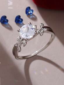 1 件时尚百搭精致白色锆石戒指，适合作为女性生日、结婚纪念日、订婚、婚礼的礼物