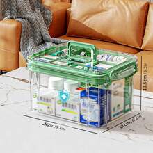 1 pieza Organizador de medicina de doble capa transparente de PVC de gran capacidad - Fácil acceso, ideal para el hogar y los viajes, sin necesidad de energía, ligero, acabado mate, montaje sobre encimera, diseño independiente, uso multipropósito, cajas de almacenamiento para organizar