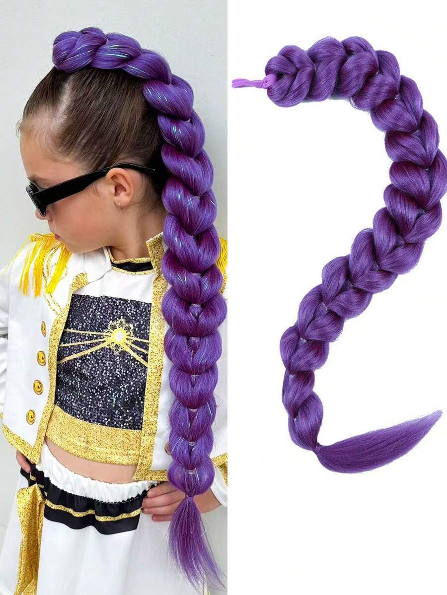 1pc Corlorful Braiding Pre-Stretched Synthetic Hair Extensions Crochet Braids Hair For Stage Party Halloween Costume Cosplay