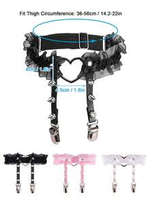 Garter Belts Stocking Thigh-Highs Stockings Holder Clip Sexy Women Lace - 黑色 - 查看 7