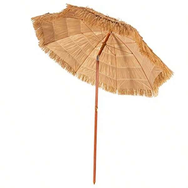 2m Thatch Patio Umbrella Hawaiian Tiki Umbrella Outdoor Table Hula Umbrella W/Tilt Weather And UV Resistant Outdoor Garden Patio Sun Shelter Parasol Canopy For Beach Pool Garden …