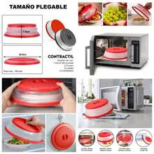 Juego de 2 Piezas Tapa Microondas Plegable Cubierta Para Microondas Tapa de Microondas Con Agarre Cubierta Plegable Para Microondass Negro y gris - Gris y rojo - Ver 1