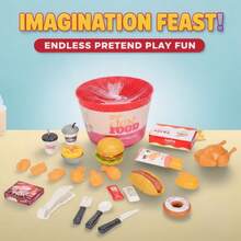 1 Set Realistic Hamburger & French Fries Pretend Food Playset, Simulation Cooking & Restaurant Play Toy, Christmas/Halloween/Birthday Gift For Boys & Girls - Multicolor - View 2