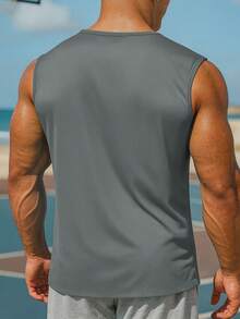 Men Solid Color Sleeveless Gym Tank Top Muscle Fit Workout Fitness Vest - View 3