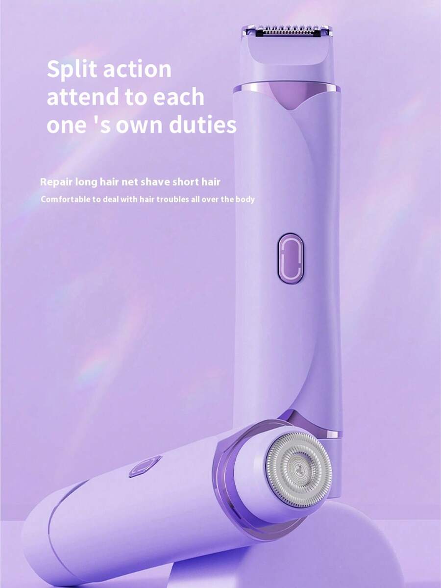 GENAI 女性便攜式電動體毛修剪器,2合1雙頭刮鬍刀,適用於腋下、腿部、手臂、比基尼區域,無線便攜式除毛裝置,適合敏感肌膚 - 彩色 - 查看 1