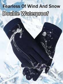 1 par de luvas de inverno quentes para homem, feitas de veludo alemão grosso e resistente ao toque, ideais para ciclismo ao ar livre, à prova de vento e frio. Confeccionadas em fibra de poliéster, são adequadas tanto para homens quanto para mulheres. Luvas de neve.