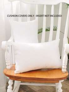 Capa de almofada em branco puro 2 peças/4 peças/6 peças, capa de almofada quadrada de poliéster simples e moderna, sem enchimento, zíper oculto, pode fazer padrões favoritos DIY, adequada para decoração de quarto e sala de estar - Branco - Ver 4