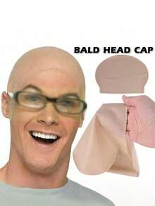 1个可重复使用的橡胶光头套/搞笑假发 万圣节派对道具 喜剧电影 角色扮演 活动派对用品 乳胶假发帽 - 彩色 - 查看 1