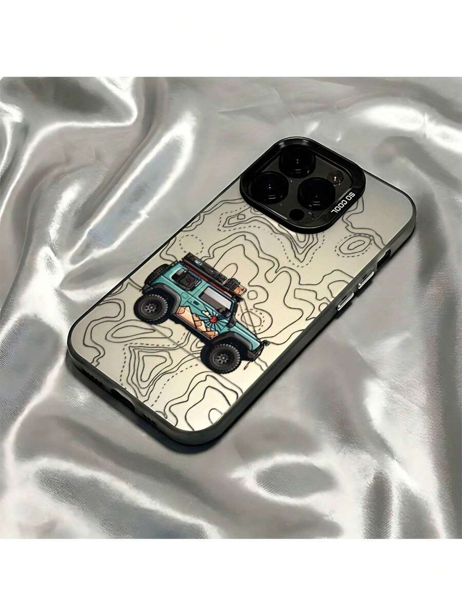Custodia per auto fuoristrada con graffiti, compatibile con 16, 15, 14, 13, 12, 11 Pro Max, X, XR, XS Max, 8, 7 Plus, con retro opaco antiurto - Argento - Visualizzare 1