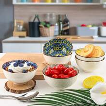6 Colourful 10oz Ceramic Bowls With Gift Box | Small Dessert & Snack Bowls For Ice Cream, Cereal, Soup | Fun Kitchenware & Dining Accessories - Green - View 10