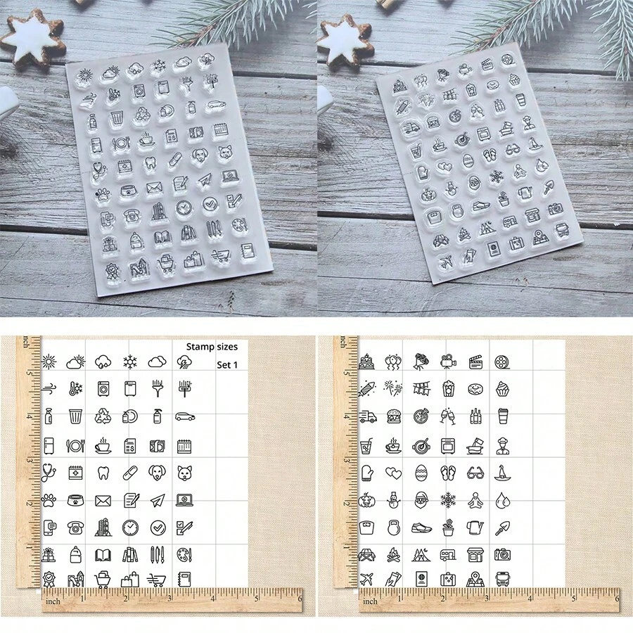 1个透明硅胶印章，日常用品工具，适用于剪贴簿、相册装饰 - 白色 - 查看 1