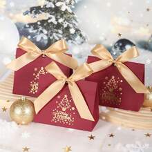 5/20 Pcs Christmas Tree Pattern Gift Theme Dessert Packaging Box, Biscuit Snack Gift Packaging, Christmas Candy Gift Packaging Gift Box - Wave Cover - View 4