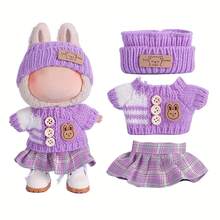 6.69 Inch Doll Clothes, Compatible With Doll, Includes 3 Outfits - Fashionable Bucket Hat, Sweater And Pants Or Skirt Set, Suitable For 6.69 Inch Doll, Cute Doll Figure Accessories For Play And Display (Shoes And Doll Not Included) - 卡其色 - 查看 6