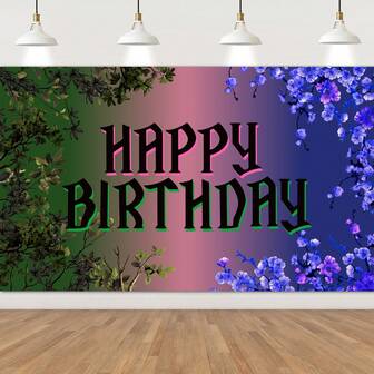 1件粉色、紫色和绿色女巫主题背景横幅，适用于生日、婚礼、迎婴派对等女巫公主主题装饰，派对横幅