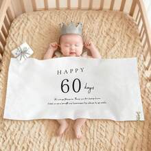 一套婴儿100天、30天、60天、1个月、100天派对装饰背景布，儿童成长记录拍照道具挂布 - 黑與白 - 查看 10