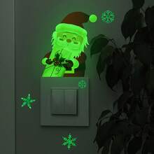 1Pc New Christmas Fluorescent Craft Santa Claus Wall Sticker, Suitable For Bedroom, Living Room And Bathroom Switch Background Decoration, Seasonal Home Decoration, Holiday Home Decoration, Holiday Design, Modern Holiday Decoration, High Quality Adhesive, Easy To Apply Decorations, Decorative Stickers, Holiday Gift Shoppers, Home Decorators