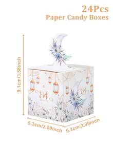 24 pièces Boîtes cadeaux en papier avec motif de lune bleue et floral pour l'Aïd Moubarak, boîtes d'emballage pour cadeaux de fête de l'Aïd Moubarak et du Ramadan, motif de lune et de fleurs, sacs cadeaux pour le Ramadan et l'Aïd, fournitures d'emballage pour cadeaux de l'Aïd et du Ramadan, décoration de table de salle à manger islamique pour le Ramadan, articles de fête de l'Aïd Moubarak et du Ramadan, décoration du Ramadan, décoration de l'Aïd, cadeaux du Ramadan - lune aquarelle bleue - Voir 6