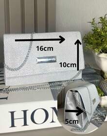 Set Of 2 Small Square Party Bags With Glitter - Handbag With Glitter - Promotion - Immediate Shipping - 銀色 - 查看 9