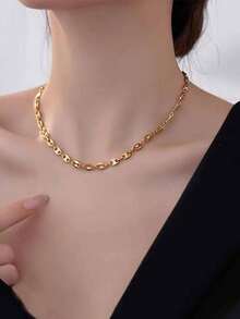 Fashionable Minimalist Pig Nose Necklace, Unisex Delicate Lightweight Necklace, Versatile Clavicle Chain - Silver - View 10