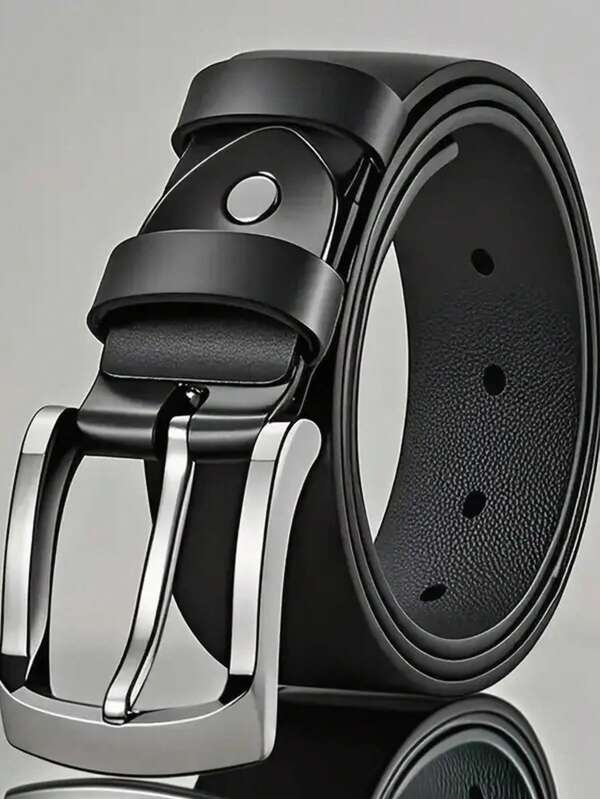 1pc Premium Fashion Belt, Classic Black And Brown Casual Belt With Square Metal Buckle, Water-Resistant And Sweat-Proof Design, Durable And Comfortable, Suitable For Formal And Casual Pants, Jeans, An Ideal Gift For Men