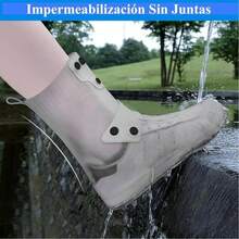 Cubrezapatos Impermeable Reutilizable para Hombre y Mujer, Antideslizante, Fácil de Poner y Quitar, Protector Calzado para Lluvia, Bicicleta, Senderismo, Trabajo - transparente - Ver 5