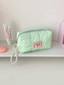 1 Stück 5 einfarbige weiche Damen Make-up Tasche mit großer Reißverschlussöffnung, geeignet für Kosmetik, Lippenstifte, Schmuck, Taschentücher, Damenbinden, Stoffdruck im süßen Stil, Kulturbeutel mit Reißverschluss, Clutch, Tasche, Damen Clutch, Geschenke für Frauen, Weihnachtsgeschenke, Geschenkideen für Frauen - Verschiedenfarbig - Übersicht 5