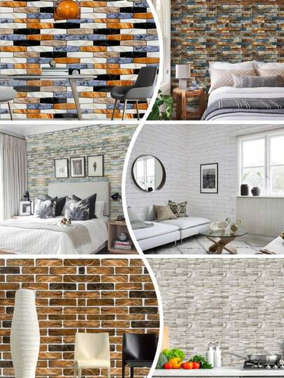 1 Roll Of Waterproof Moisture Imitation Stone Brick Wallpaper Self-Adhesive Stone Brick Wallpaper 17.7inX39.3/118.1/196.8in Easy To Peel And Paste, Waterproof Vinyl Touchable Paper, Realistic Texture, Durable Wall Covering, Suitable For Home Decoration Wallpaper