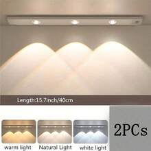 1pc/2pcs Smart LED Motion Sensor Light, USB Rechargeable PIR Sensor Wall Lamp, Ultra-Thin Cat Eye Hill Lamp Strip, 3 Lighting Modes Adjustable, Suitable For Kitchen, Wardrobe, Wine Cabinet, Shoe Cabinet, Bedroom Lighting