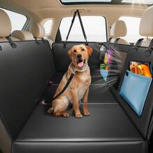 1pcs Back Seat Extender For Dogs, Dog Car Seat Cover For Back Seat With Hard Bottom,Waterproof Hammock For Car Pet Backseat,Upgraded PU Leather Material For Car & SUV - 黑色 - 查看 6