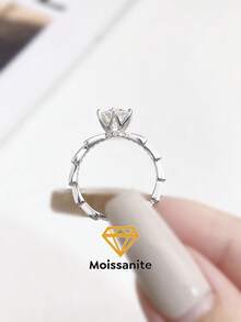 1Pc Advanced Snake Six-Claw Honeycomb Shape 1ct Moissanite Diamond Wedding Band Ring Design D Color S925 Sterling Silver Ring,Suitable For Engagement, Wives, Girlfriends, Birthday Gifts, Anniversary Gifts Bridal Fine Jewelry - Silver - View 1
